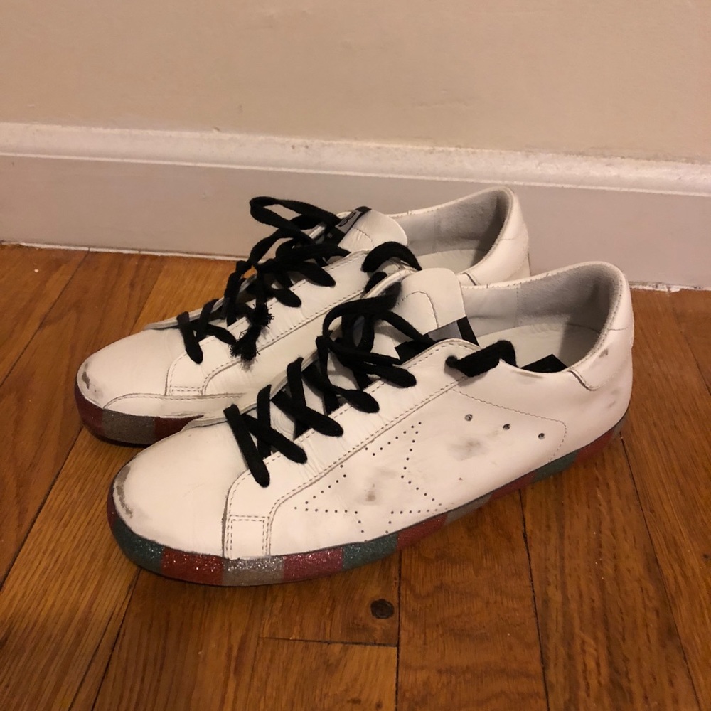 Rainbow sole golden goose sneakers